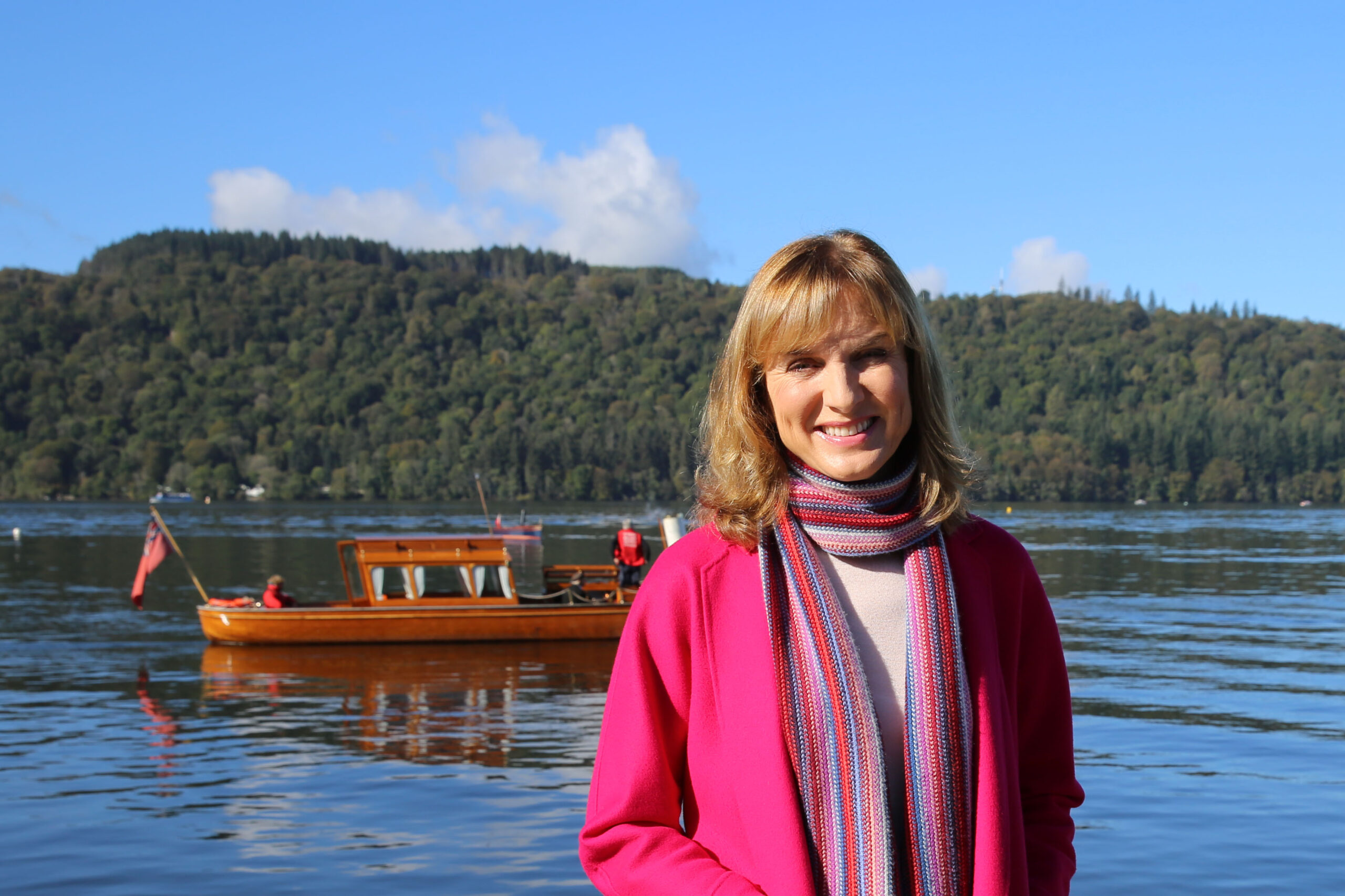 Fiona Bruce films Antique Roadshow at Windermere Jetty