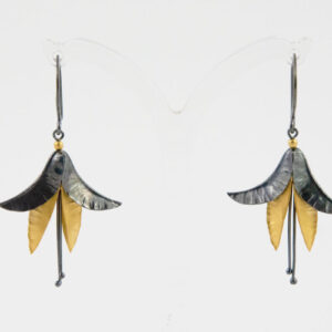 Oxidised Silver & Gold Fuchsia Earrings by Nettie Birch