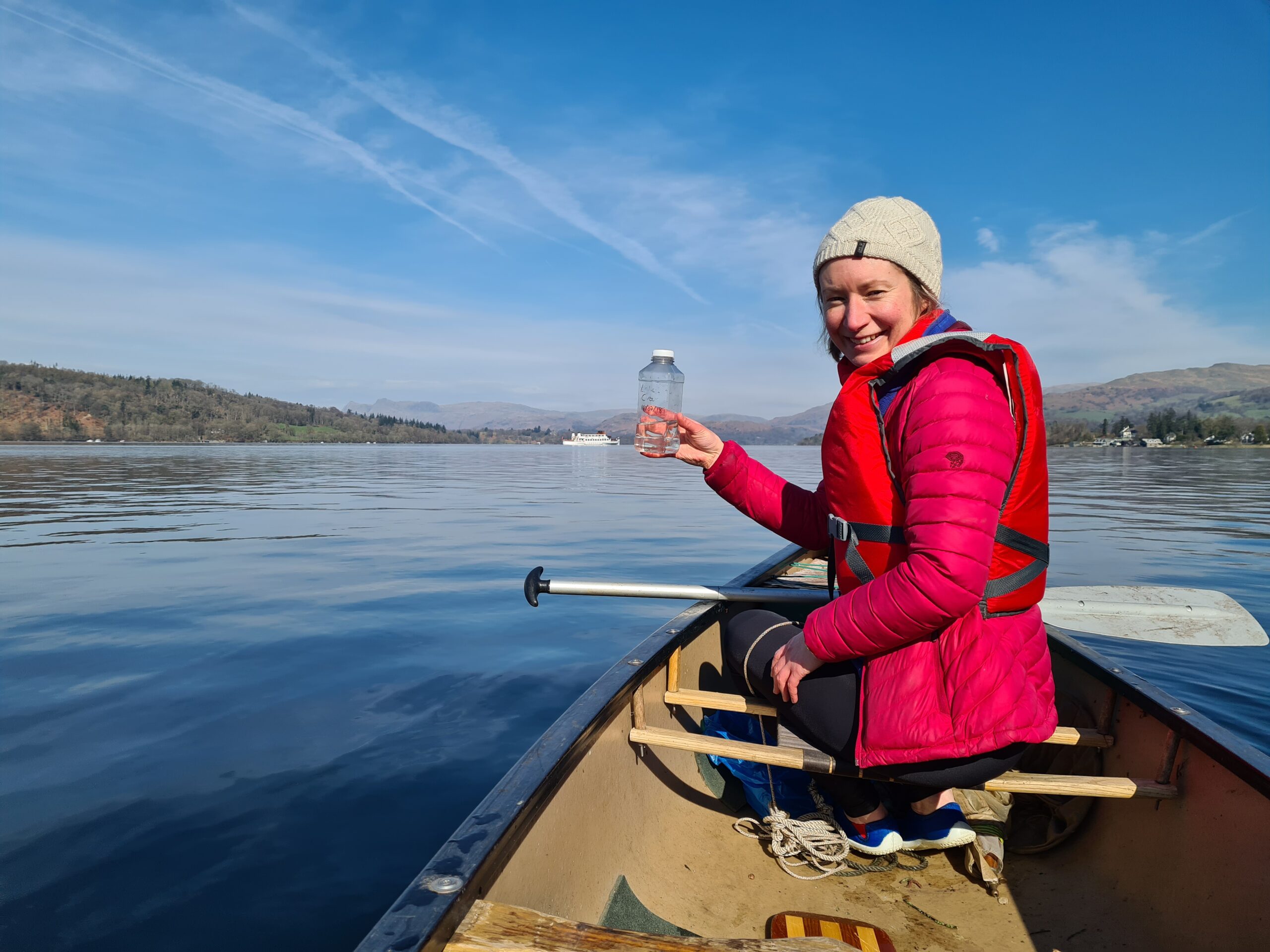 Dr Ellie McKey on a canoe on Windermere