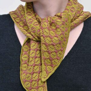 The Orton Weave Triangle Scarf in Olive and Heather